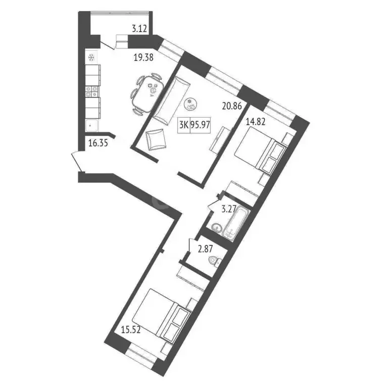 Продаётся 3-к квартира, 94.41 м - Фото 0