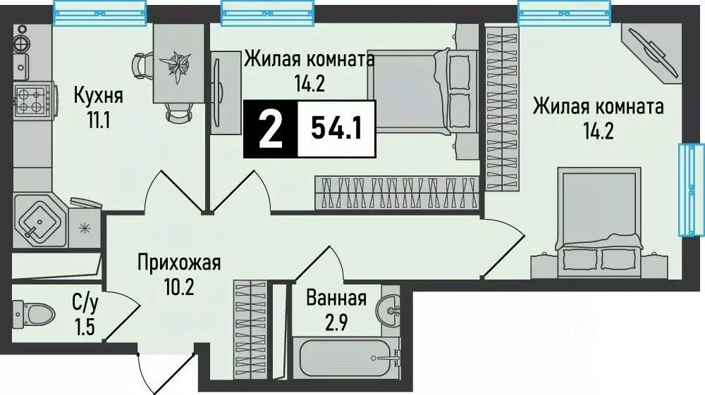 2-к кв. Ставропольский край, Железноводск городской округ, пос. ... - Фото 0