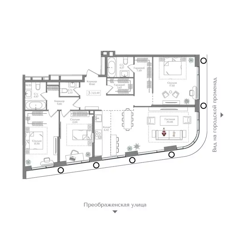 3-комнатная квартира: Москва, жилой комплекс Преображенская Площадь ... - Фото 1