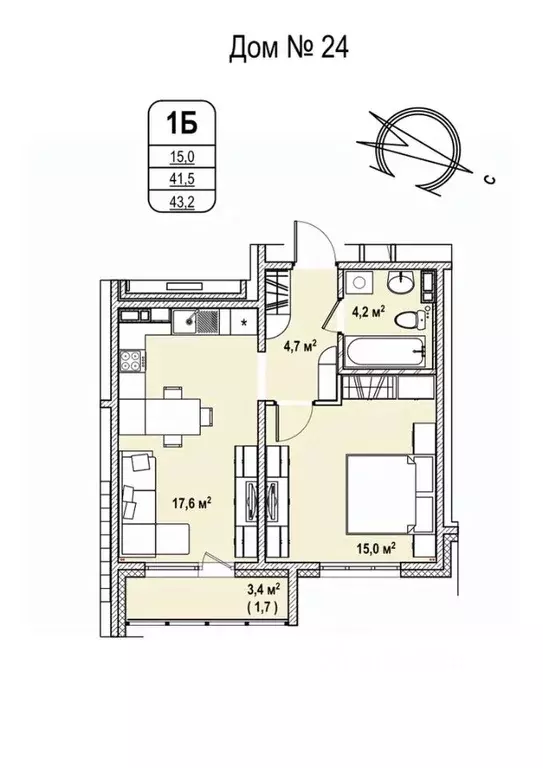1-к кв. Кемеровская область, Кемерово 68-й мкр,  (43.2 м) - Фото 0