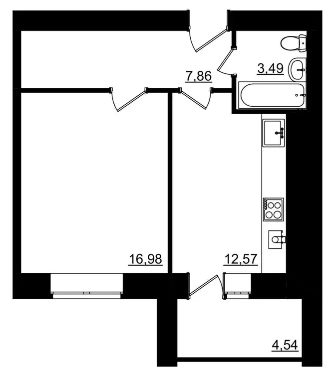1-к квартира, 43.14 м - Фото 0