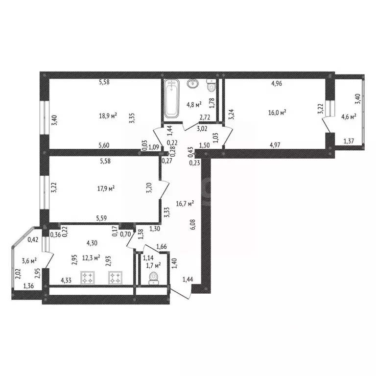 3-к кв. Башкортостан, Уфа ул. Заки Валиди, 71 (88.5 м) - Фото 2