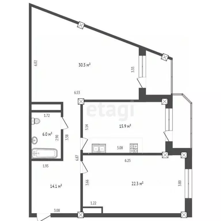 2-к кв. Тюменская область, Тюмень Харьковская ул., 59/4 (87.8 м) - Фото 2