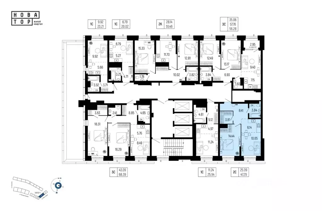 2-к кв. Башкортостан, Уфа Глумилино-1 мкр, Новатор жилой комплекс ... - Фото 2