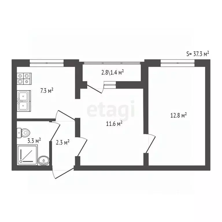 2-к кв. санкт-петербург ул. чарушинская, 26к1 (37.3 м) - Фото 1