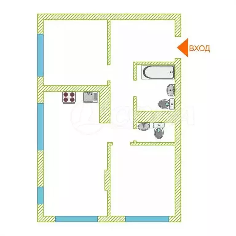 2-комнатная квартира: Тюмень, улица Василия Подшибякина, 11 (60 м) - Фото 1