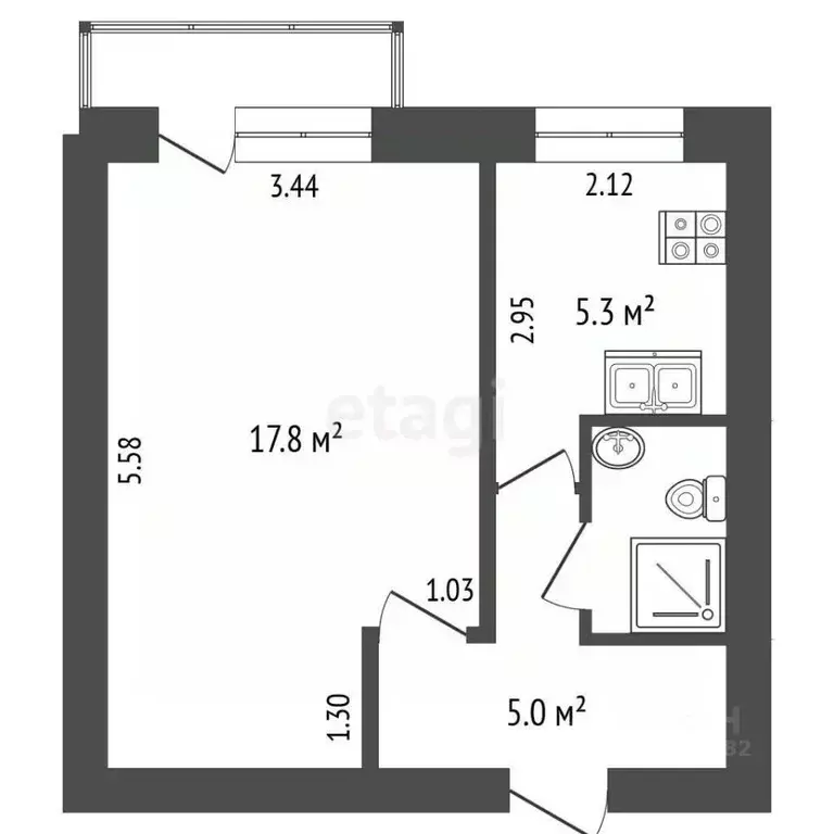 1-к кв. Камчатский край, Елизовский муниципальный округ, пос. Нагорный ... - Фото 2