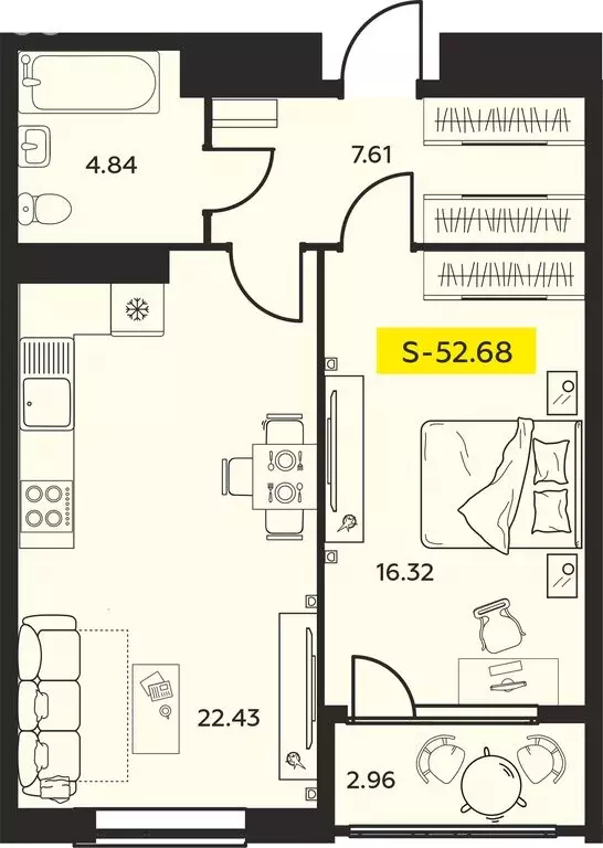 2-комнатная квартира: Иваново, проспект Ленина, 55В (52.68 м) - Фото 1