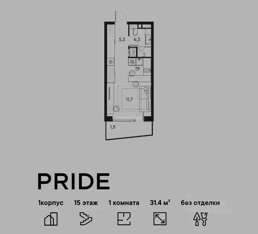 1-к кв. Москва Полковая ул., 1к1 (31.4 м) - Фото 0