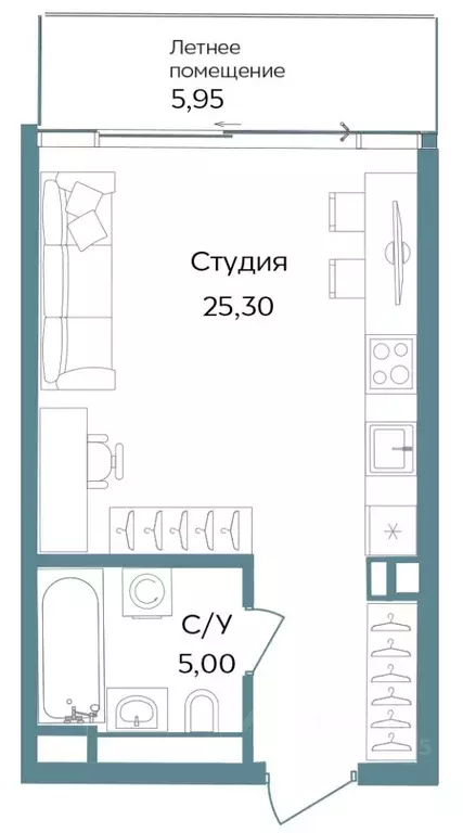 Студия Крым, Саки ул. Морская (36.25 м) - Фото 0