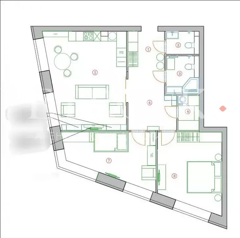 3-к кв. Москва ул. Народного Ополчения, 15К3 (82.4 м) - Фото 2