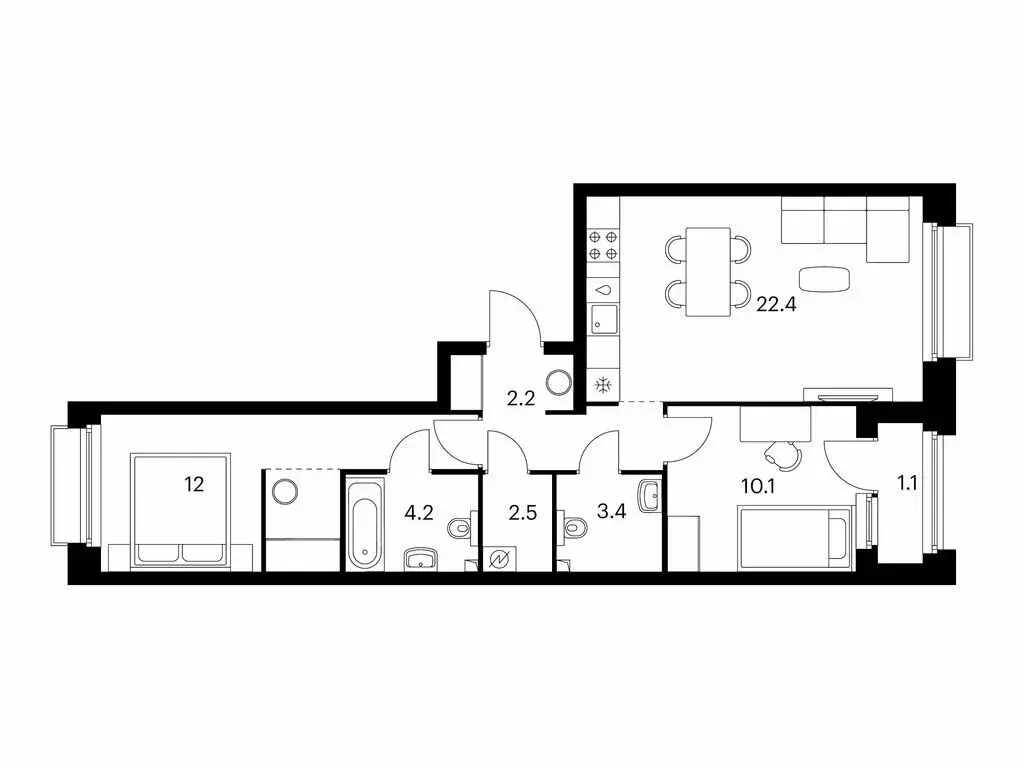 2-комнатная квартира: Казань, ЖК Сиберово, 2 (63.7 м) - Фото 0