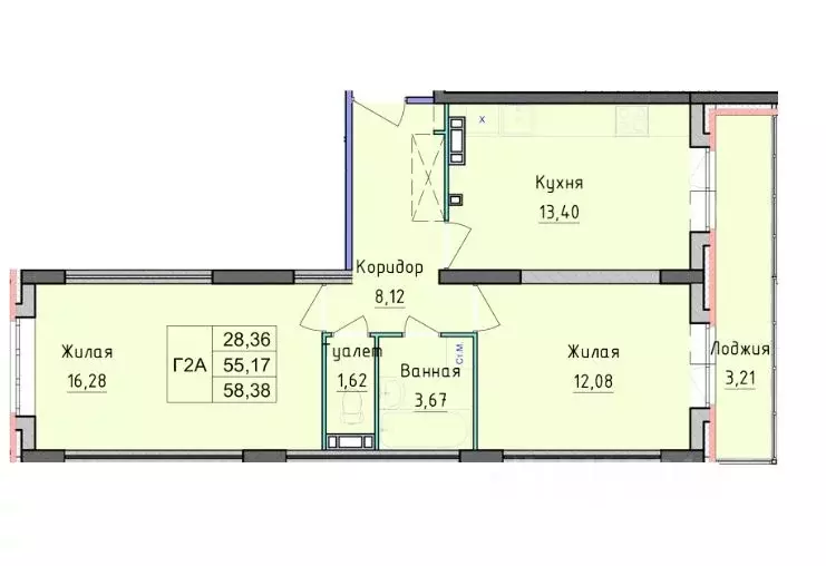 2-к кв. Ярославская область, Ярославль ул. Дядьковская, 48 (58.38 м) - Фото 1