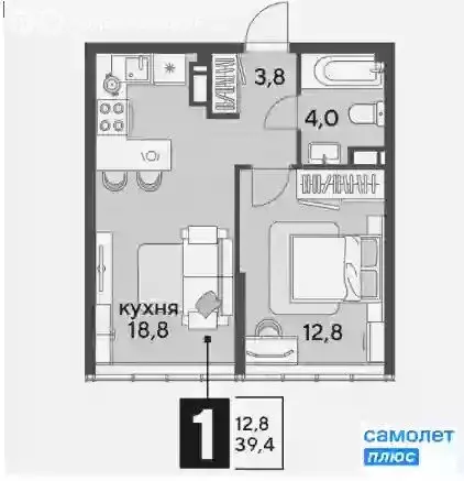 1-комнатная квартира: Краснодар, микрорайон Догма Парк, улица Марины ... - Фото 0