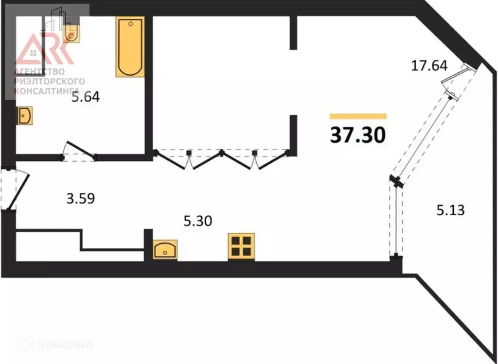 Продаётся квартира-студия, 37.3 м - Фото 1
