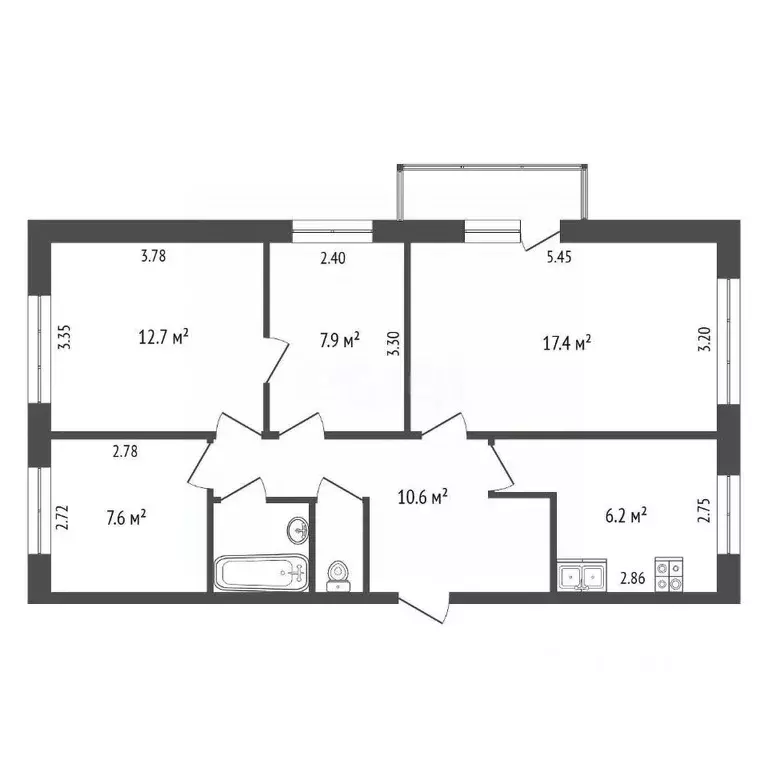 4-к кв. Вологодская область, Вологда Технический пер., 48Б (66.3 м) - Фото 2