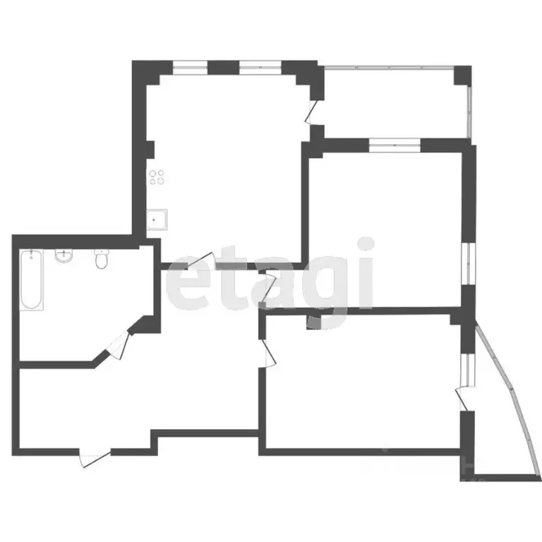 2-к кв. Тюменская область, Тюмень ул. Федюнинского, 64 (73.0 м) - Фото 1