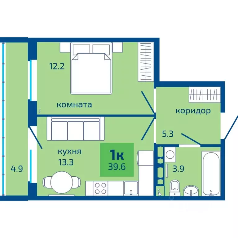 1-к кв. Пермский край, Пермь ул. Старшего Лейтенанта Гачегова, 1 (39.6 ... - Фото 0
