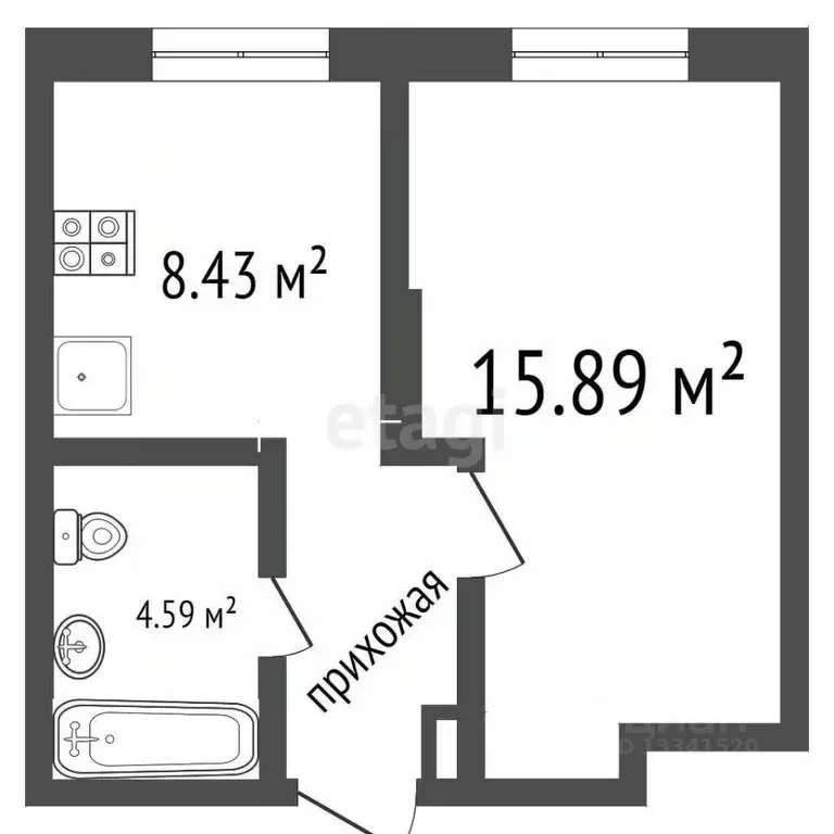1-к кв. Ульяновская область, Ульяновск ул. Средний Венец, 13 (30.0 м) - Фото 1