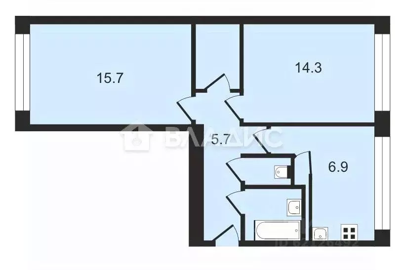 2-к кв. Санкт-Петербург Октябрьская наб., 90К6 (45.6 м) - Фото 1