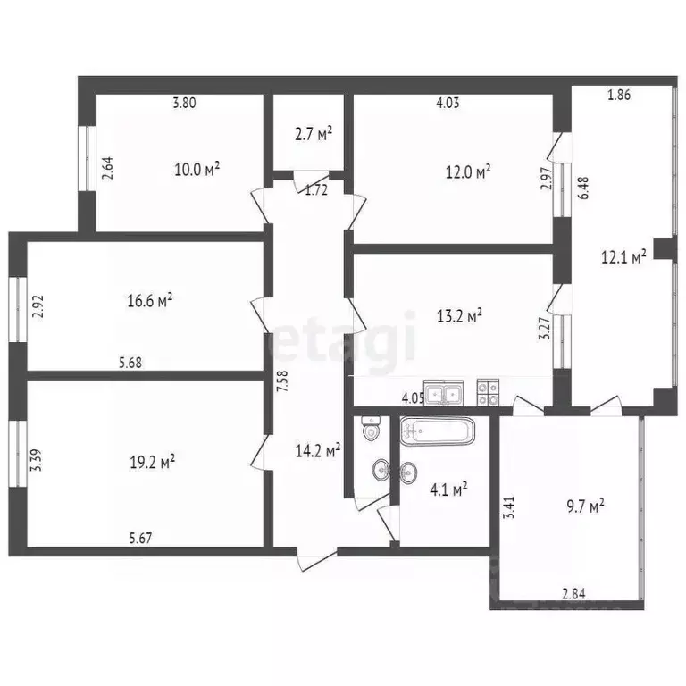 4-к кв. Омская область, Омск ул. Маяковского, 16 (99.7 м) - Фото 1