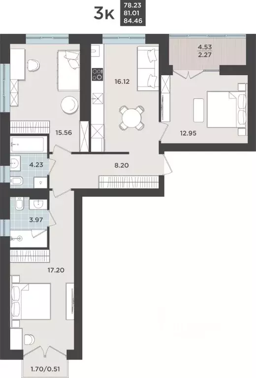 3-к кв. Калининградская область, Калининград Невский Парк жилой ... - Фото 1