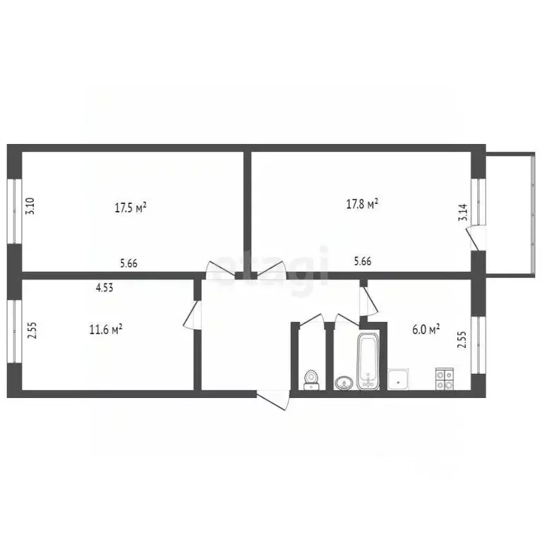 3-к кв. Вологодская область, Вологда ул. Яшина, 9 (63.6 м) - Фото 2