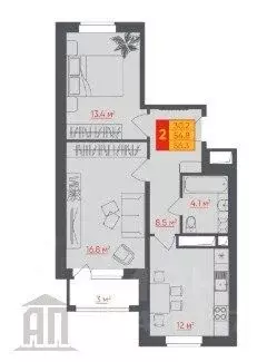 2-к кв. Тверская область, Тверь Первитинская ул., 41 (59.5 м) - Фото 2
