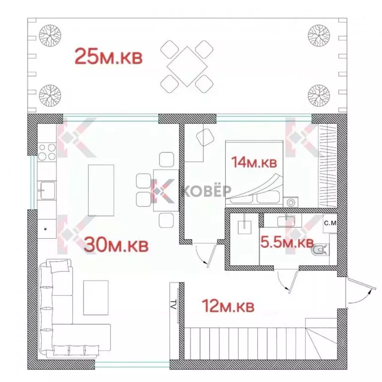 Дом в Крым, Симферопольский район, А сектор 45 (120 м) - Фото 1