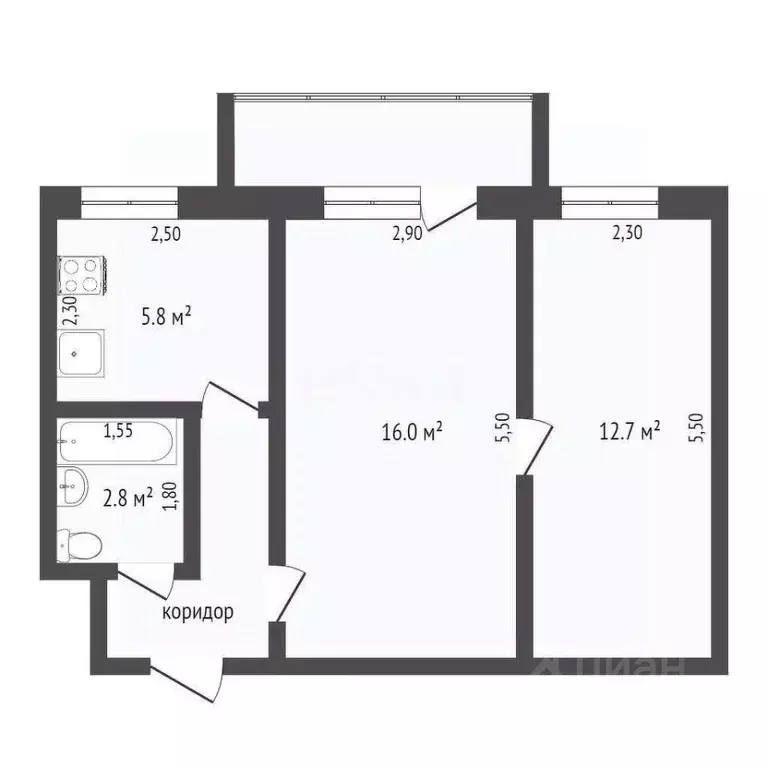 2-к кв. Севастополь ул. Генерала Жидилова, 26 (45.5 м) - Фото 2