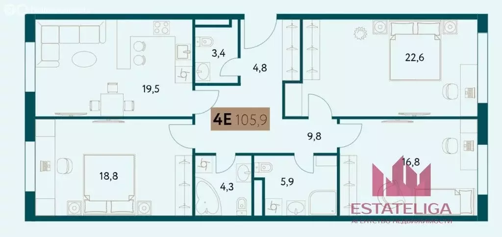 3-комнатная квартира: Москва, Винницкая улица, 8к1 (105.5 м) - Фото 0