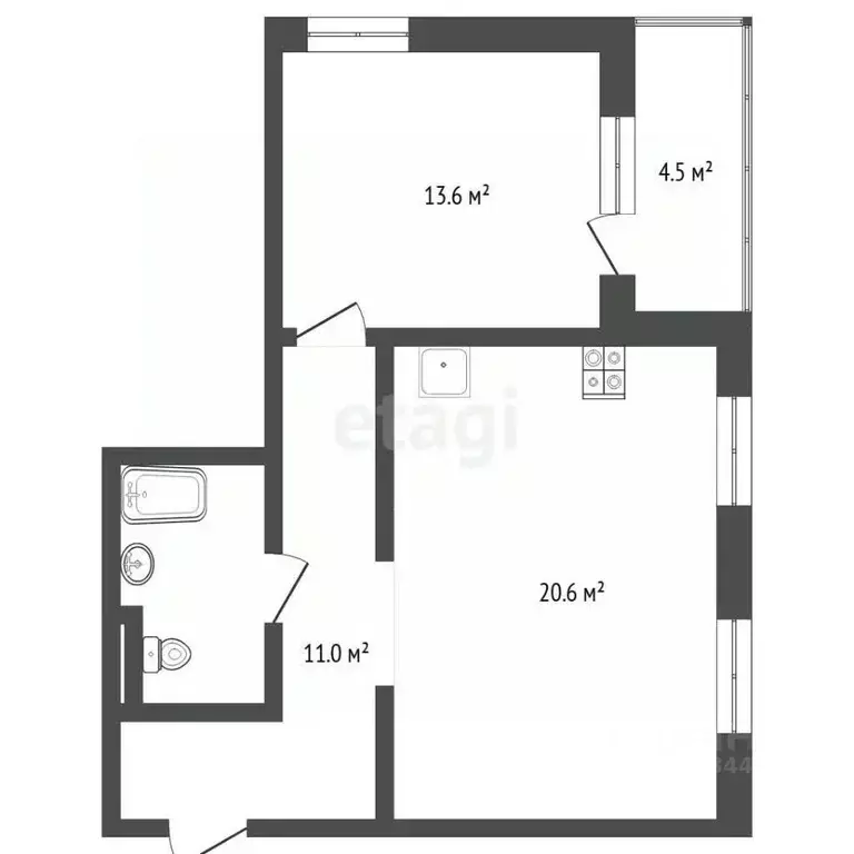 1-к кв. Тюменская область, Тюмень ул. Мельникайте, 2к8 (49.1 м) - Фото 1