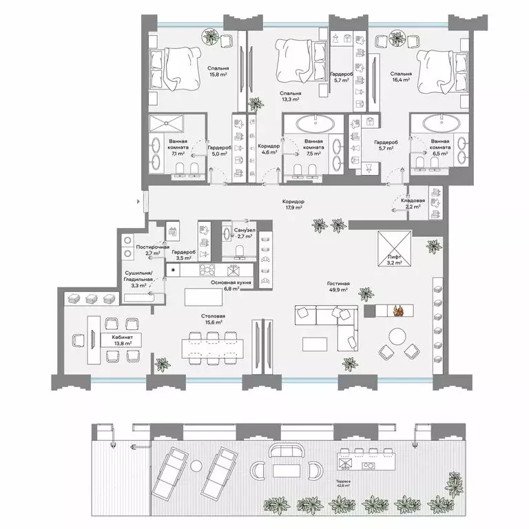3-комнатная квартира: Москва, Ленинский проспект, 2 (235.7 м) - Фото 1