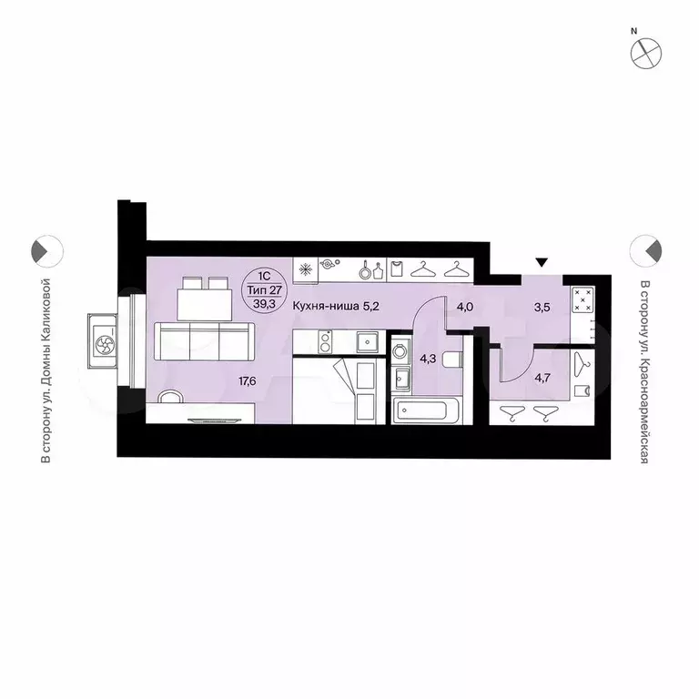 Квартира-студия, 39,3 м, 9/9 эт. - Фото 0