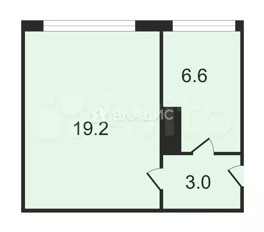 1-к. квартира, 29 м, 1/1 эт. - Фото 0