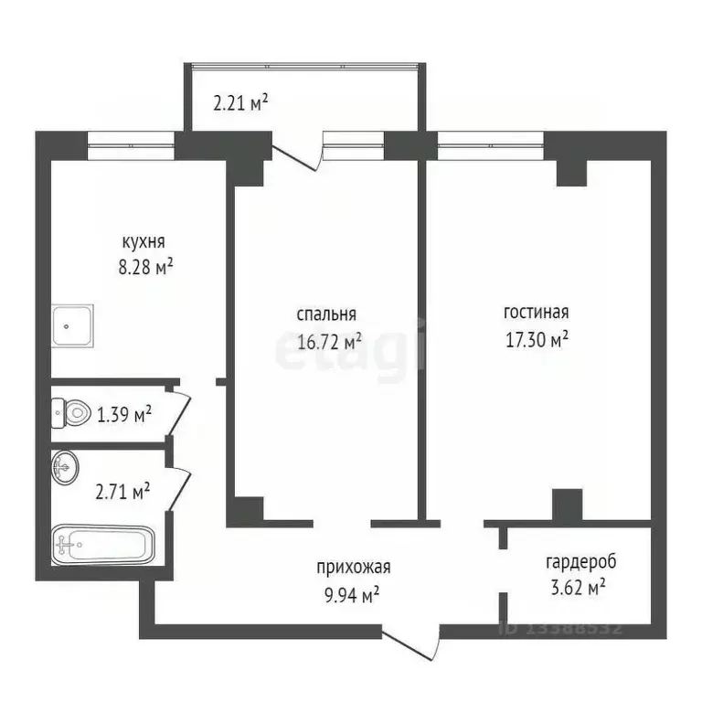 2-к кв. Красноярский край, Красноярск ул. Академика Киренского, 2и ... - Фото 1