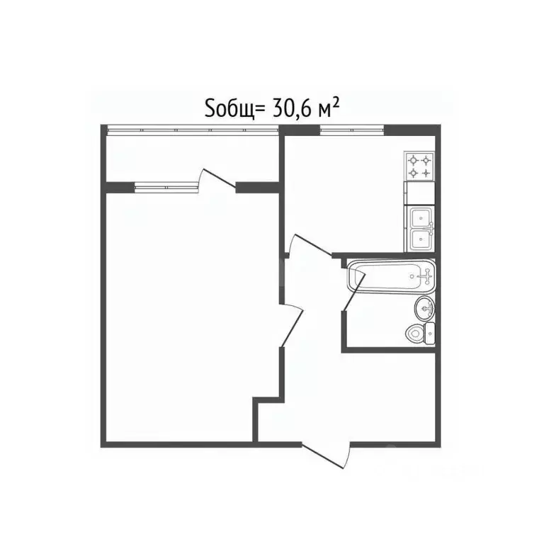 1-к кв. Брянская область, Брянск Красноармейская ул., 101В (30.6 м) - Фото 1