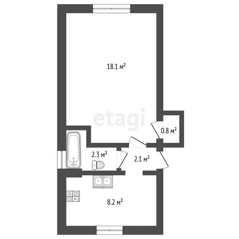 1-комнатная квартира: Пермь, улица Лодыгина, 18 (31.5 м) - Фото 1