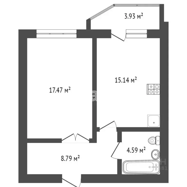 1-к кв. Самарская область, Самара Арцыбушевская ул., 45 (50.0 м) - Фото 1