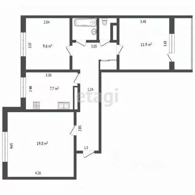 3-к кв. Коми, Усинск ул. Ленина, 19 (65.9 м) - Фото 1