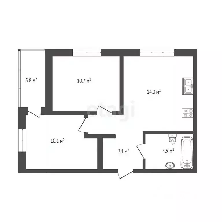 2-к кв. Тюменская область, Тюмень Новгородская ул., 9Б (51.0 м) - Фото 2