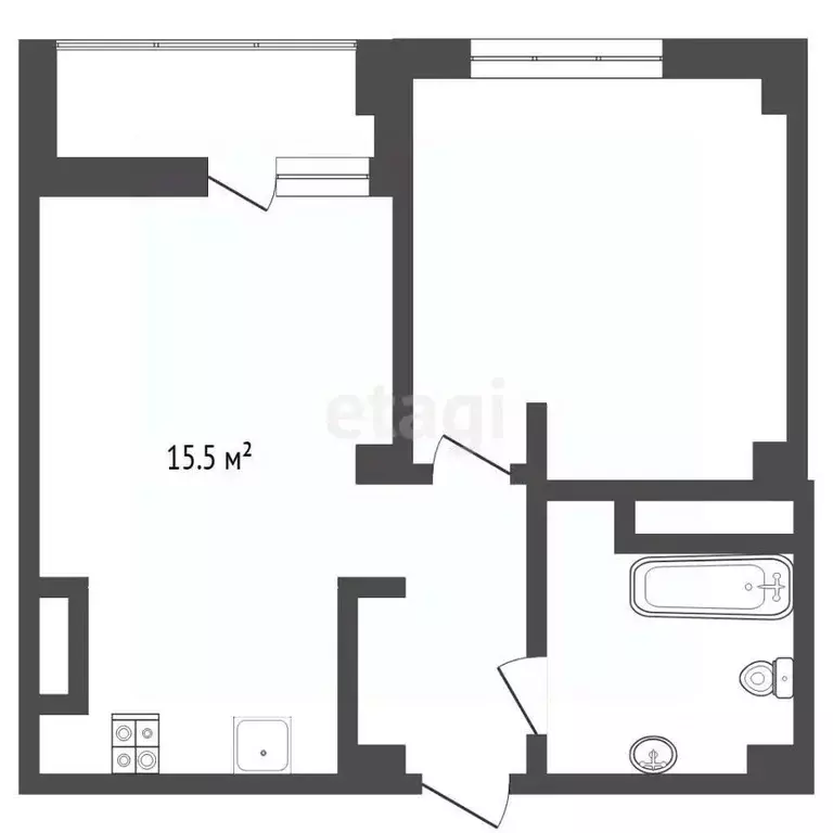 1-к кв. Тюменская область, Тюмень ул. Константина Посьета, 6 (37.9 м) - Фото 2