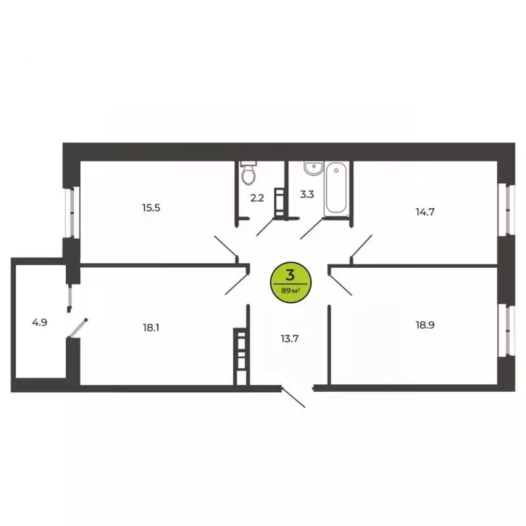 3-к кв. Брянская область, Брянский район, Свенское с/пос, пос. Свень ... - Фото 1