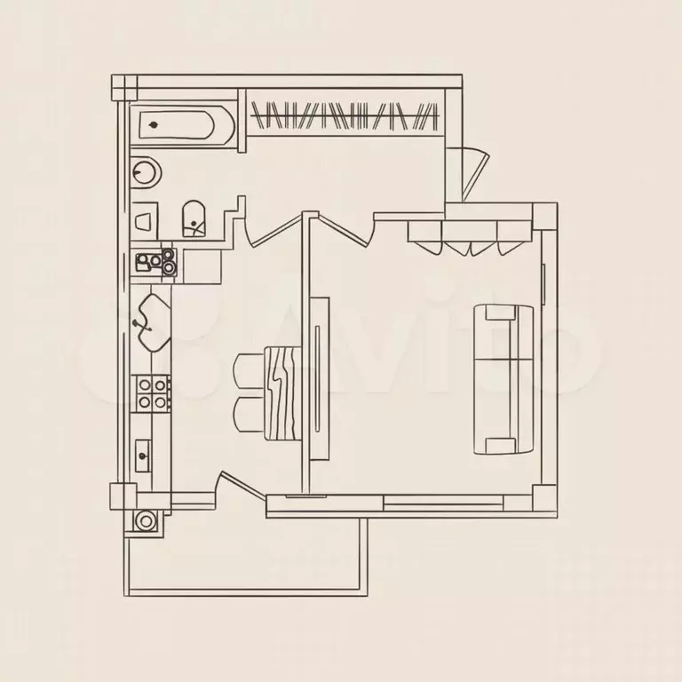 1-к. квартира, 41 м, 4/6 эт. - Фото 0
