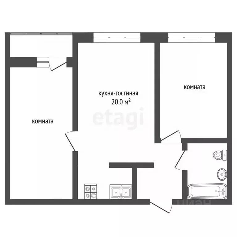 2-к кв. Тюменская область, Тюмень ул. Андрея Приказнова, 7 (51.6 м) - Фото 2