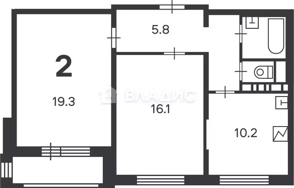 2-комнатная квартира: Москва, район Троицк, Кварцевая улица, 5к1 (59 ... - Фото 1