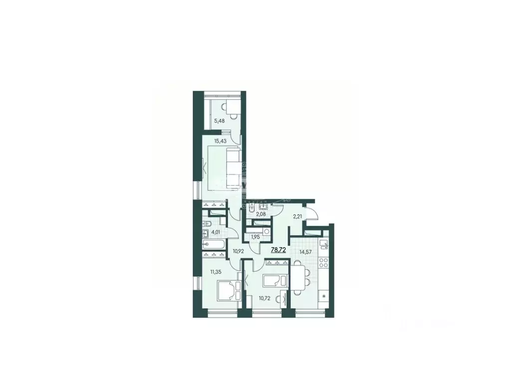 3-к кв. Курганская область, Курган 18-й мкр, 7 (78.7 м) - Фото 2