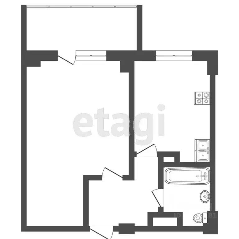 1-к кв. Ростовская область, Ростов-на-Дону Извилистая ул., 17/1 (37.9 ... - Фото 2