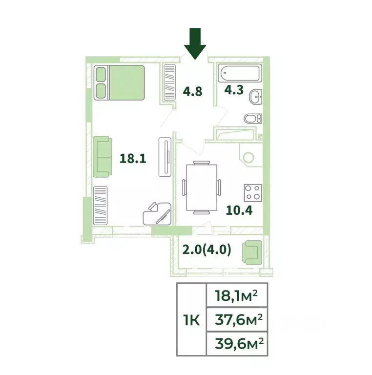 1-к кв. Крым, Симферопольский район, с. Мирное, Жигулина Роща мкр  ... - Фото 1