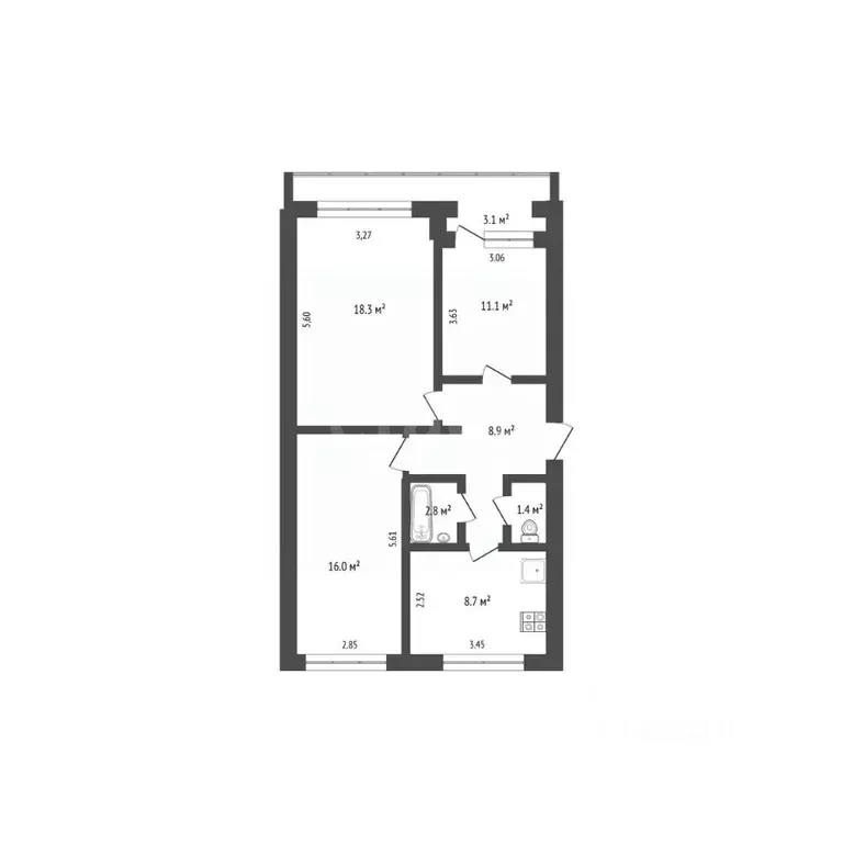 3-к кв. Севастополь ул. Генерала Лебедя, 36 (70.7 м) - Фото 2